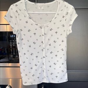 Abercrombie Kids White Fitted Cap Sleeve Tee Sz 15/16